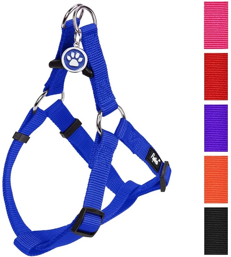 Arnés ajustable Pupteck para perro, medida básica de cachorro, de nailon, chaleco para pasear en exteriores con etiqueta de identificación