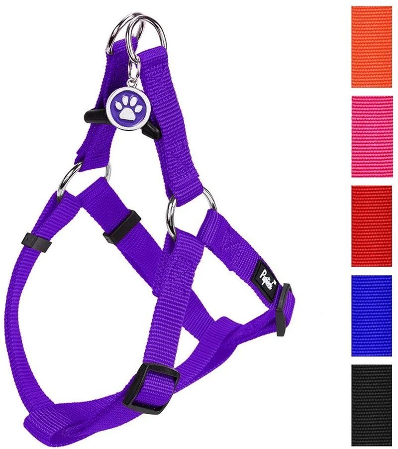 Arnés ajustable Pupteck para perro, medida básica de cachorro, de nailon, chaleco para pasear en exteriores con etiqueta de identificación