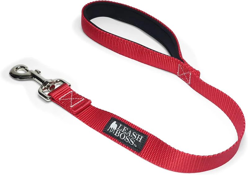 Leashboss Correa corta para perro con mango acolchado, correas de 12, 18 y 24 pulgadas para perros grandes, nailon de 1 pulgada