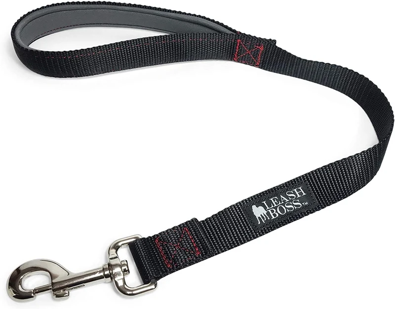 Leashboss Correa corta para perro con mango acolchado, correas de 12, 18 y 24 pulgadas para perros grandes, nailon de 1 pulgada