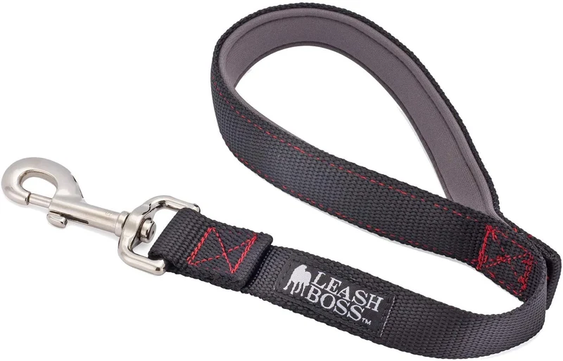 Leashboss Correa corta para perro con mango acolchado, correas de 12, 18 y 24 pulgadas para perros grandes, nailon de 1 pulgada