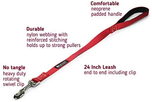 Leashboss Correa corta para perro con mango acolchado, correas de 12, 18 y 24 pulgadas para perros grandes, nailon de 1 pulgada