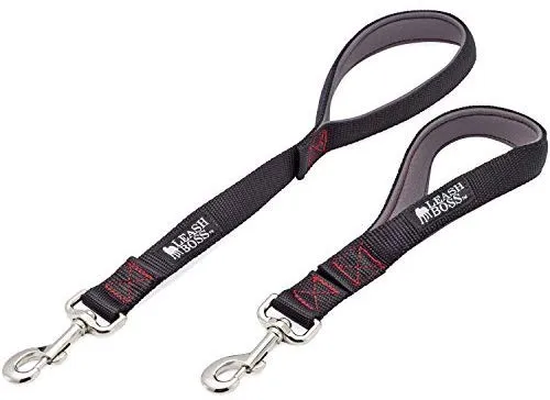 Leashboss Correa corta para perro con mango acolchado, correas de 12, 18 y 24 pulgadas para perros grandes, nailon de 1 pulgada