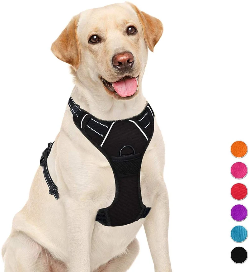 Arnés para perro BARKBAY sin tirones, arnés para perro reflectante con clip frontal y mango de control fácil para caminar, entrenamiento, correr