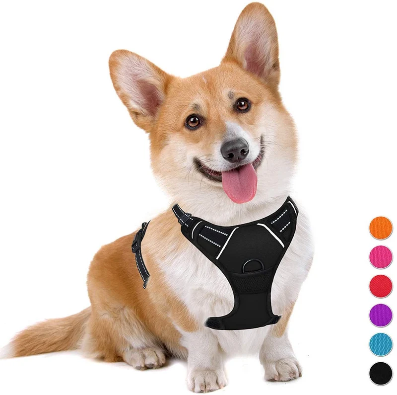 Arnés para perro BARKBAY sin tirones, arnés para perro reflectante con clip frontal y mango de control fácil para caminar, entrenamiento, correr