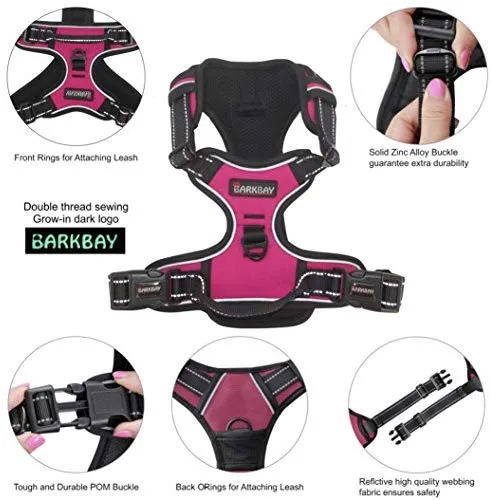 Arnés para perro BARKBAY sin tirones, arnés para perro reflectante con clip frontal y mango de control fácil para caminar, entrenamiento, correr