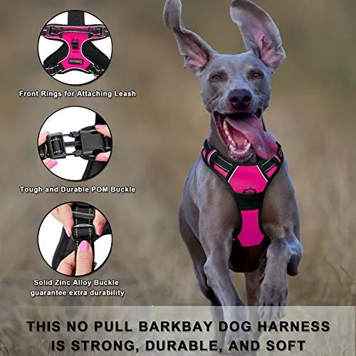 Arnés para perro BARKBAY sin tirones, arnés para perro reflectante con clip frontal y mango de control fácil para caminar, entrenamiento, correr