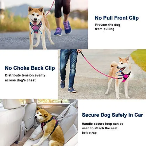 Arnés para perro BARKBAY sin tirones, arnés para perro reflectante con clip frontal y mango de control fácil para caminar, entrenamiento, correr