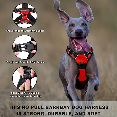 Arnés para perro BARKBAY sin tirones, arnés para perro reflectante con clip frontal y mango de control fácil para caminar, entrenamiento, correr