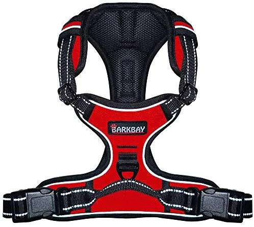 Arnés para perro BARKBAY sin tirones, arnés para perro reflectante con clip frontal y mango de control fácil para caminar, entrenamiento, correr