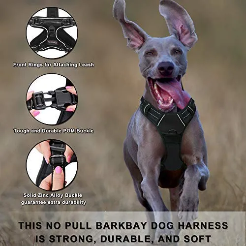 Arnés para perro BARKBAY sin tirones, arnés para perro reflectante con clip frontal y mango de control fácil para caminar, entrenamiento, correr