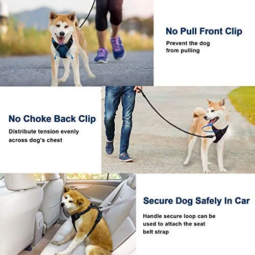 Arnés para perro BARKBAY sin tirones, arnés para perro reflectante con clip frontal y mango de control fácil para caminar, entrenamiento, correr