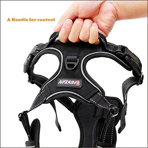 Arnés para perro BARKBAY sin tirones, arnés para perro reflectante con clip frontal y mango de control fácil para caminar, entrenamiento, correr