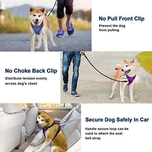 Arnés para perro BARKBAY sin tirones, arnés para perro reflectante con clip frontal y mango de control fácil para caminar, entrenamiento, correr