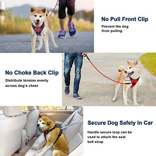 Arnés para perro BARKBAY sin tirones, arnés para perro reflectante con clip frontal y mango de control fácil para caminar, entrenamiento, correr