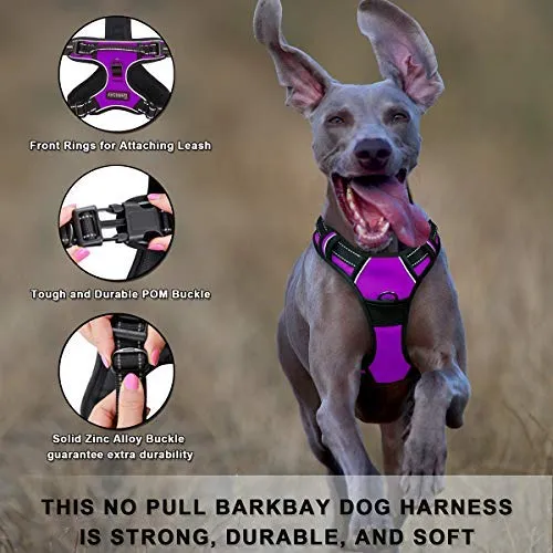 Arnés para perro BARKBAY sin tirones, arnés para perro reflectante con clip frontal y mango de control fácil para caminar, entrenamiento, correr