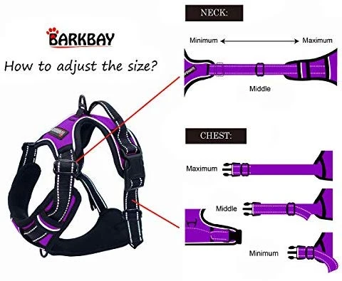 Arnés para perro BARKBAY sin tirones, arnés para perro reflectante con clip frontal y mango de control fácil para caminar, entrenamiento, correr