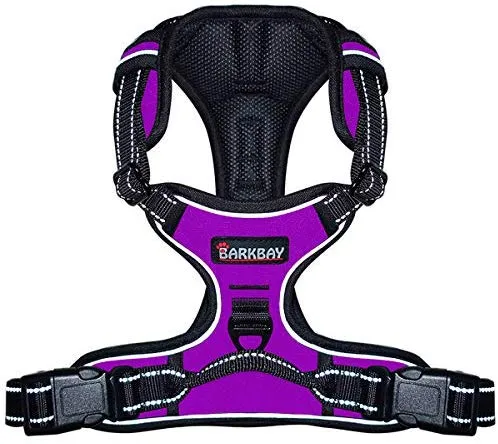 Arnés para perro BARKBAY sin tirones, arnés para perro reflectante con clip frontal y mango de control fácil para caminar, entrenamiento, correr