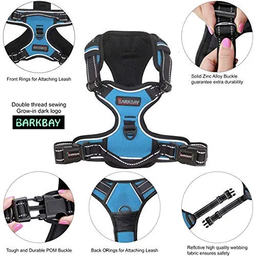 Arnés para perro BARKBAY sin tirones, arnés para perro reflectante con clip frontal y mango de control fácil para caminar, entrenamiento, correr