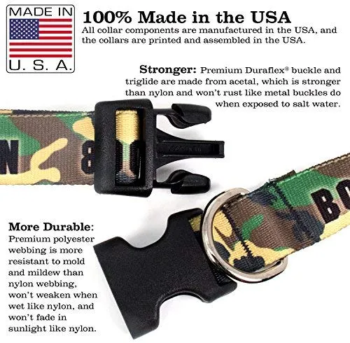 Collar de perro personalizado de Buttonsmith – Impresión permanente resistente a la decoloración, hebilla de grado militar resistente al óxido, resistente a olores y moho, elección de 5 tamaños, fabricado en los Estados Unidos