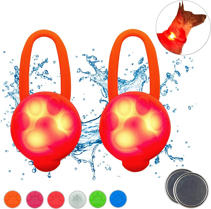 Hunter Paisley Luz LED para Collar de Perro Caminando por la Noche.Paquete de 2 Pack Impermeable Perro Luz LED Super Brillante para Perro Paseo Nocturno Adjuntar al Collar, Correa o Arnés, Baterías Extras
