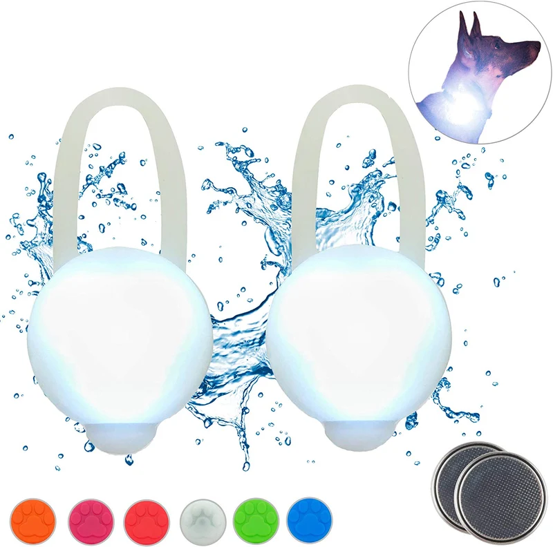 Hunter Paisley Luz LED para Collar de Perro Caminando por la Noche.Paquete de 2 Pack Impermeable Perro Luz LED Super Brillante para Perro Paseo Nocturno Adjuntar al Collar, Correa o Arnés, Baterías Extras