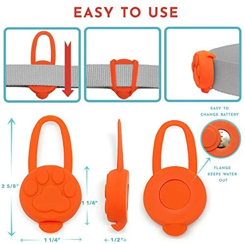 Hunter Paisley Luz LED para Collar de Perro Caminando por la Noche.Paquete de 2 Pack Impermeable Perro Luz LED Super Brillante para Perro Paseo Nocturno Adjuntar al Collar, Correa o Arnés, Baterías Extras