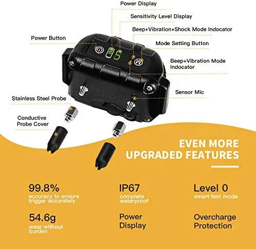 Toozey Bark Collar for Large Medium Small Dog - 2020 Upgraded Q9 Anti-False Dog Bark Collar Rechargeable Waterproof - 3 Modes: Beep/Vibration/No Harm Shock