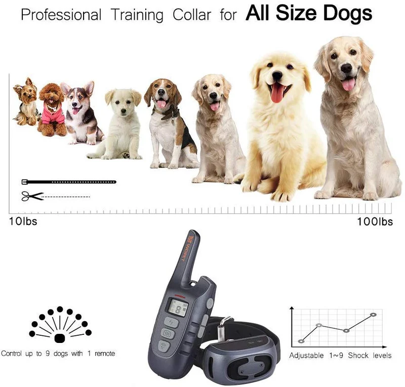 WOPET Dog Training Collar, 1500ft Remote Dog Shock Collar, 100% Waterproof and Rechargeable with Electric/Shock/Vibra/Beep Control Collar for Small Medium Large Dogs