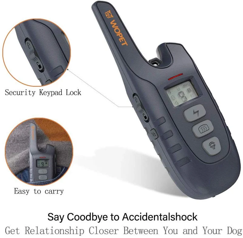 WOPET Dog Training Collar, 1500ft Remote Dog Shock Collar, 100% Waterproof and Rechargeable with Electric/Shock/Vibra/Beep Control Collar for Small Medium Large Dogs