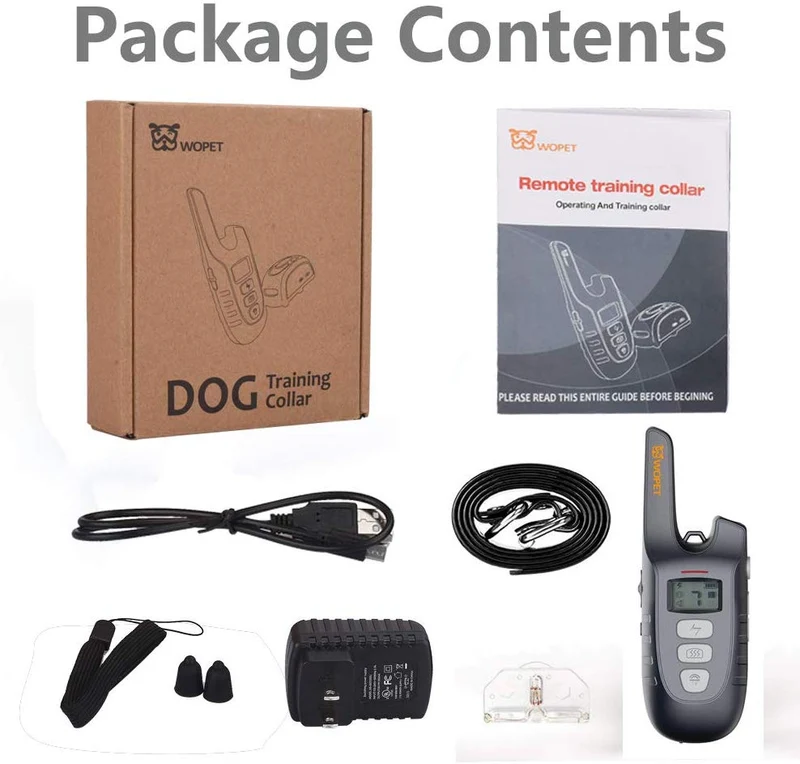 WOPET Dog Training Collar, 1500ft Remote Dog Shock Collar, 100% Waterproof and Rechargeable with Electric/Shock/Vibra/Beep Control Collar for Small Medium Large Dogs