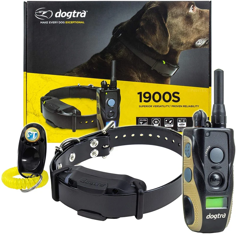 Dogtra 1900S/1902S - Collar de entrenamiento remoto de 3/4 millas, impermeable, recargable, vibración, incluye pulsador de entrenamiento para perros PetsTEK