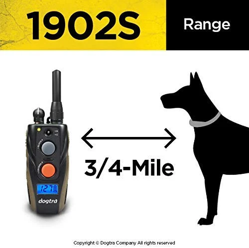 Dogtra 1900S/1902S - Collar de entrenamiento remoto de 3/4 millas, impermeable, recargable, vibración, incluye pulsador de entrenamiento para perros PetsTEK