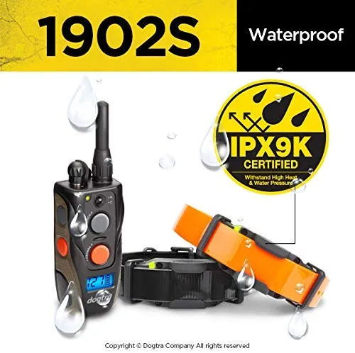 Dogtra 1900S/1902S - Collar de entrenamiento remoto de 3/4 millas, impermeable, recargable, vibración, incluye pulsador de entrenamiento para perros PetsTEK