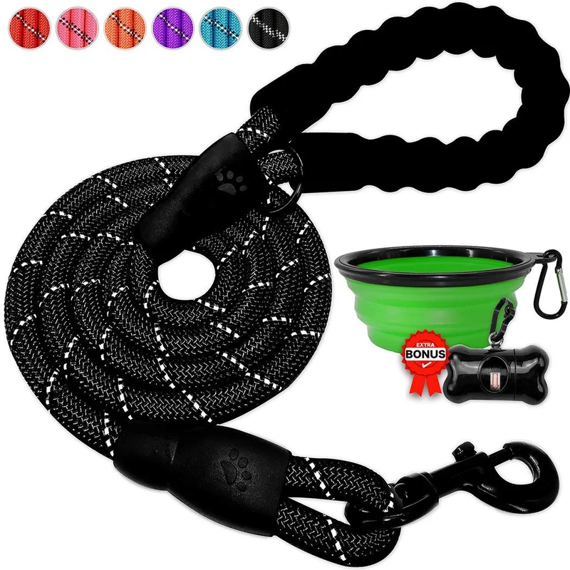 Correa para perro de Barkbay para perros grandes, resistente correa para perro con cómodo mango acolchado e hilos altamente reflectantes, 4.9 ft para perros pequeños y medianos, grandes