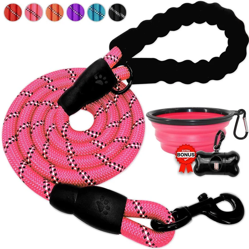 Correa para perro de Barkbay para perros grandes, resistente correa para perro con cómodo mango acolchado e hilos altamente reflectantes, 4.9 ft para perros pequeños y medianos, grandes