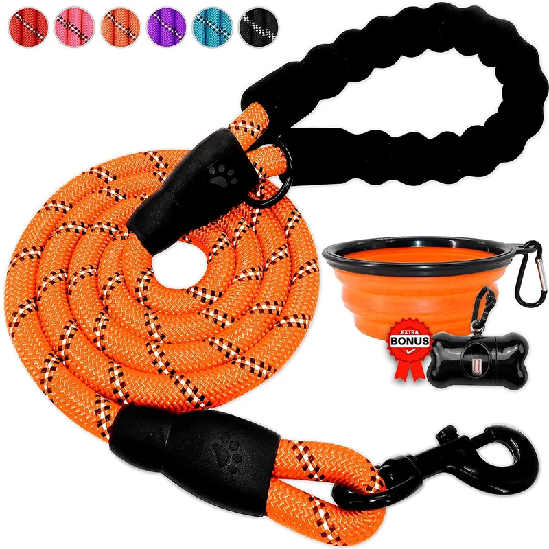 Correa para perro de Barkbay para perros grandes, resistente correa para perro con cómodo mango acolchado e hilos altamente reflectantes, 4.9 ft para perros pequeños y medianos, grandes