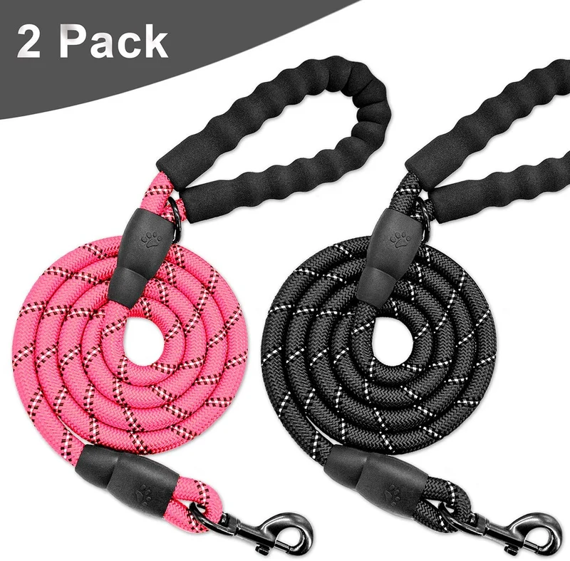 Correa para perro de Barkbay para perros grandes, resistente correa para perro con cómodo mango acolchado e hilos altamente reflectantes, 4.9 ft para perros pequeños y medianos, grandes
