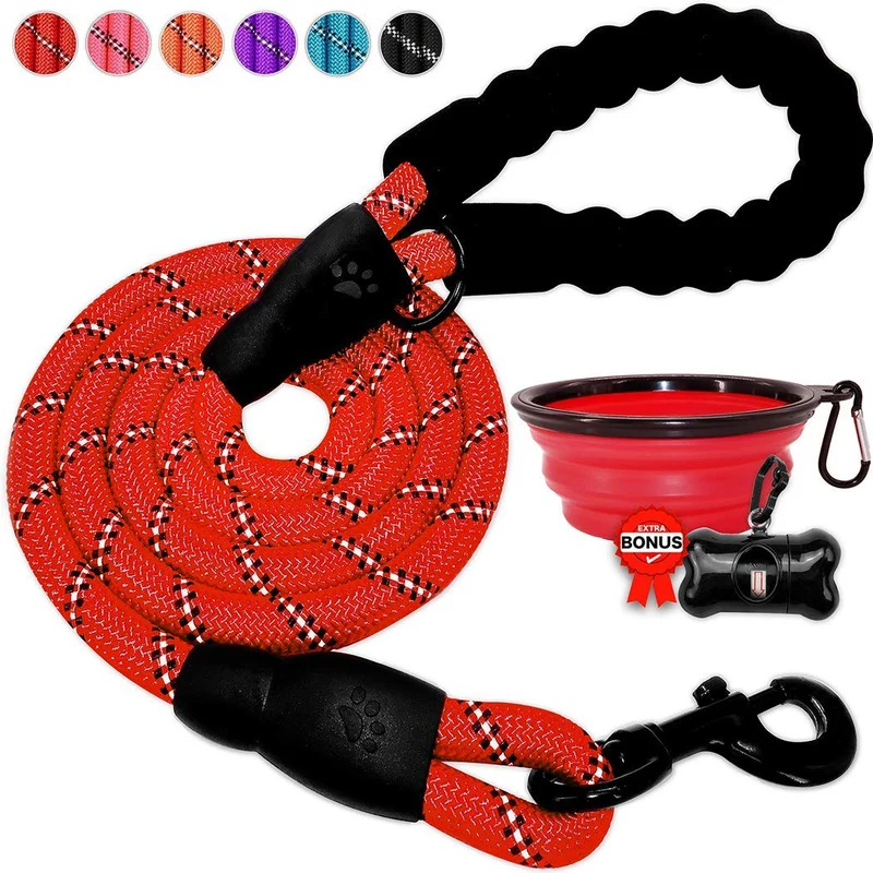 Correa para perro de Barkbay para perros grandes, resistente correa para perro con cómodo mango acolchado e hilos altamente reflectantes, 4.9 ft para perros pequeños y medianos, grandes