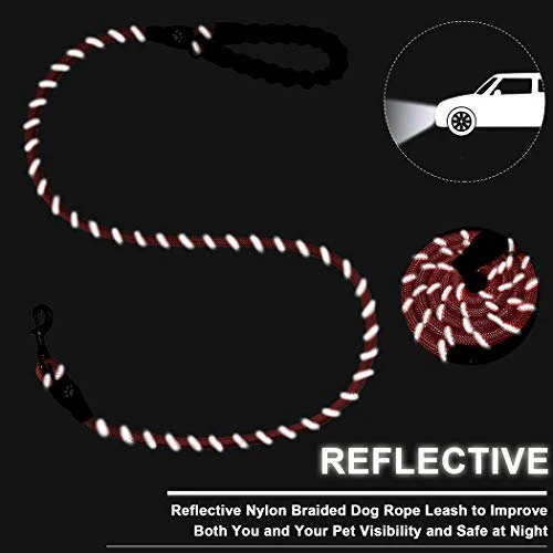 Correa para perro de Barkbay para perros grandes, resistente correa para perro con cómodo mango acolchado e hilos altamente reflectantes, 4.9 ft para perros pequeños y medianos, grandes