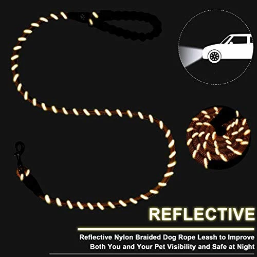 Correa para perro de Barkbay para perros grandes, resistente correa para perro con cómodo mango acolchado e hilos altamente reflectantes, 4.9 ft para perros pequeños y medianos, grandes