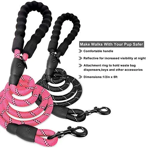 Correa para perro de Barkbay para perros grandes, resistente correa para perro con cómodo mango acolchado e hilos altamente reflectantes, 4.9 ft para perros pequeños y medianos, grandes