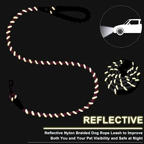Correa para perro de Barkbay para perros grandes, resistente correa para perro con cómodo mango acolchado e hilos altamente reflectantes, 4.9 ft para perros pequeños y medianos, grandes