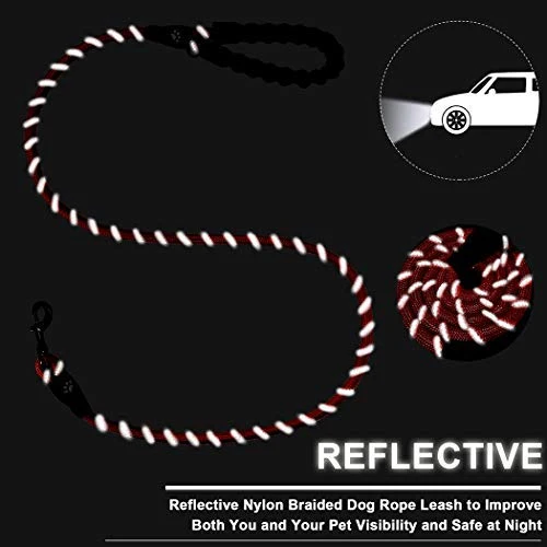 Correa para perro de Barkbay para perros grandes, resistente correa para perro con cómodo mango acolchado e hilos altamente reflectantes, 4.9 ft para perros pequeños y medianos, grandes