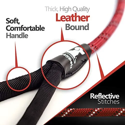 SparklyPets Heavy Duty Rope Bungee Leash for Large and Medium Dogs with Anti-Pull for Shock Absorption - No Slip Reflective Leash for Outside