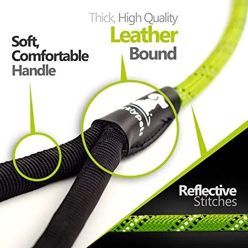 SparklyPets Heavy Duty Rope Bungee Leash for Large and Medium Dogs with Anti-Pull for Shock Absorption - No Slip Reflective Leash for Outside