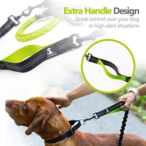 SparklyPets Heavy Duty Rope Bungee Leash for Large and Medium Dogs with Anti-Pull for Shock Absorption - No Slip Reflective Leash for Outside