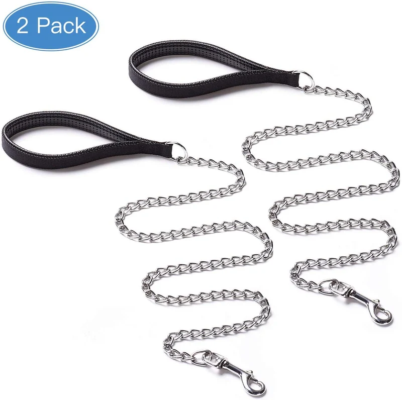 CtopoGo - Correa de metal para perro con asa acolchada para perros grandes y medianos