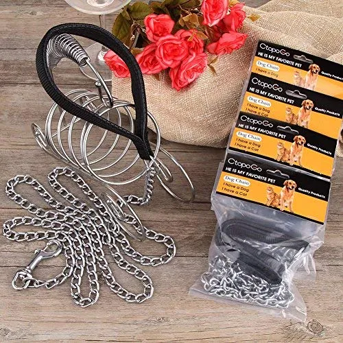 CtopoGo - Correa de metal para perro con asa acolchada para perros grandes y medianos