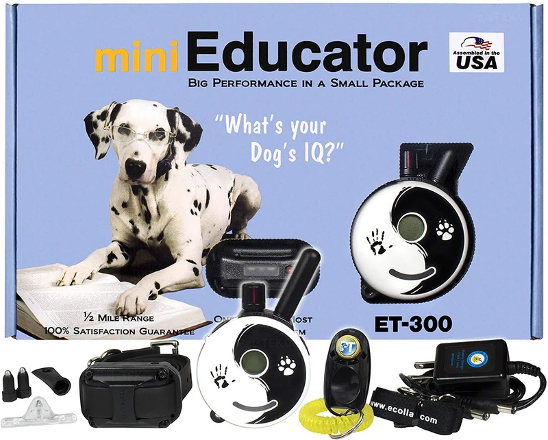 E-Collar - ET-300ZEN - Mini educador de entrenamiento a prueba de agua con control remoto de 1/2 milla - Collar estático, vibratorio y de estimulación de sonido con PetsTEK Dog Training Clicker